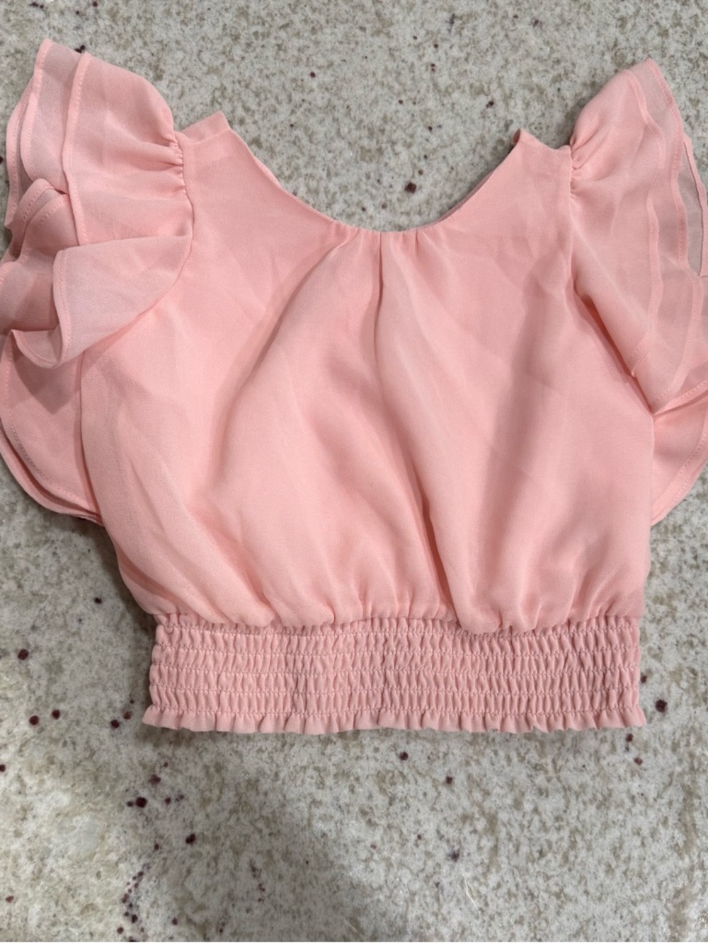 Janie and Jack Girls Pink Ruffle Sleeve Smocked Waist Top
